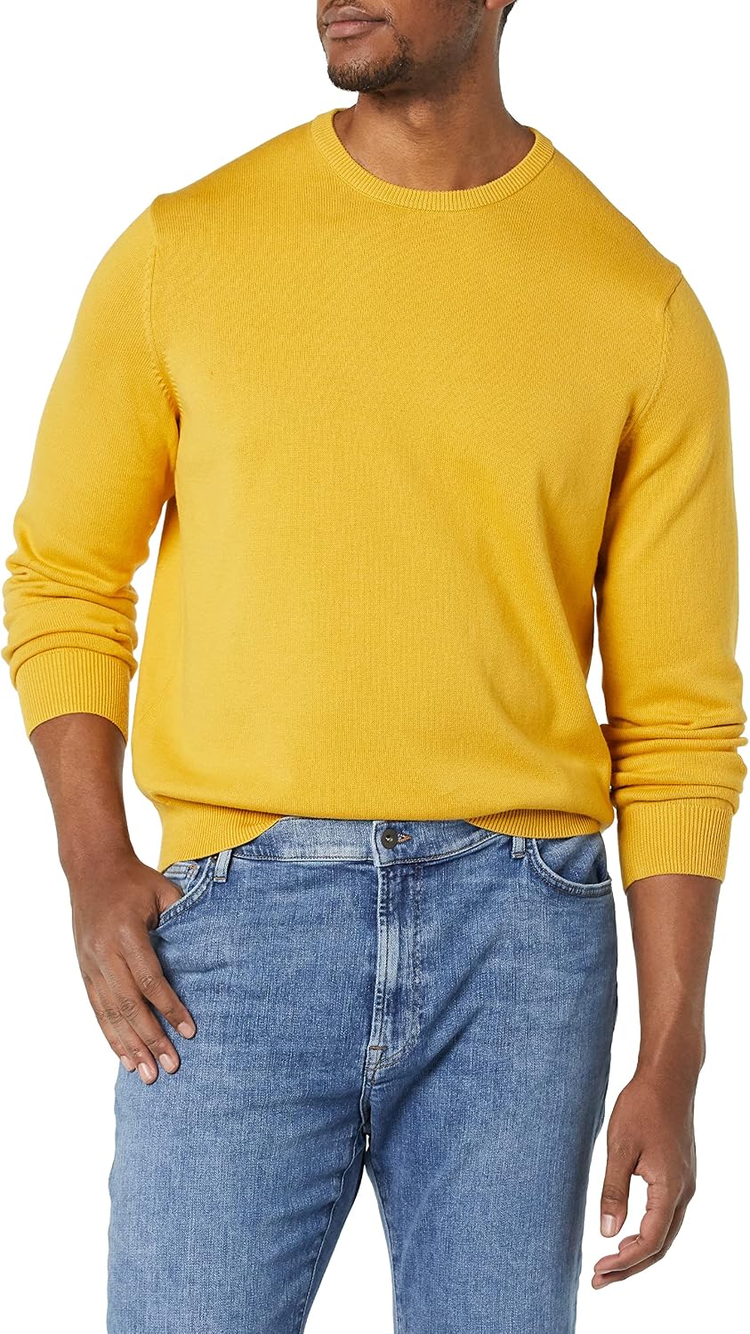 Amazon Essentials Men's Cable Knit Long-Sleeve Crewneck Sweater, 100% Cotton, Big & Tall Options Available