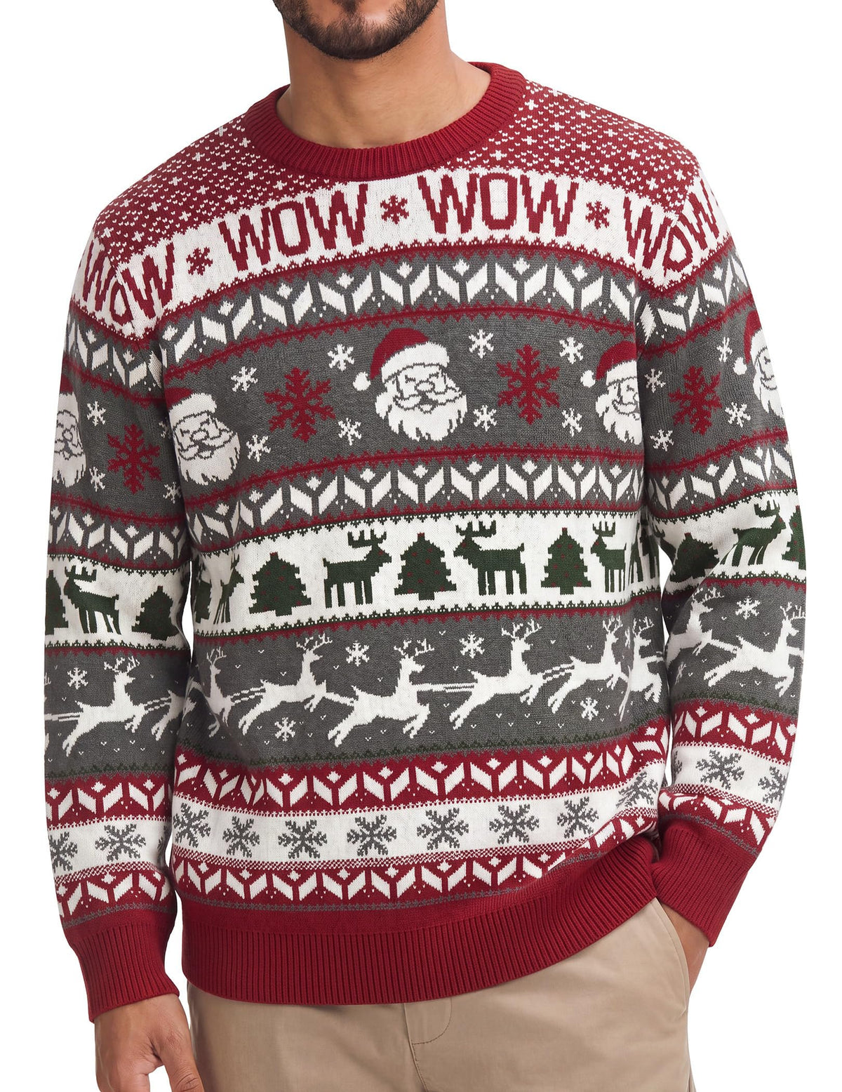 COOFANDY Ugly Christmas Sweater Mens Crewneck Long Sleeve Sweaters Pullover