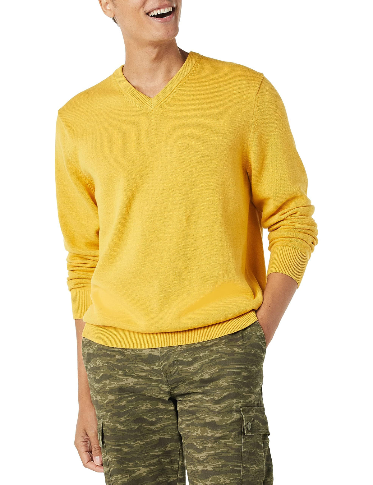 Amazon Essentials Men's Regular Fit Cotton V-Neck Pullover Sweater (Available in Big & Tall)