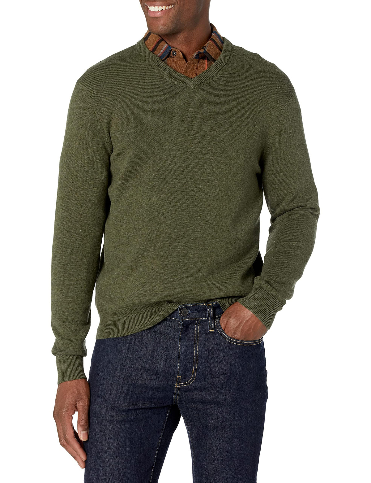 Amazon Essentials Men's Regular Fit Cotton V-Neck Pullover Sweater (Available in Big & Tall)