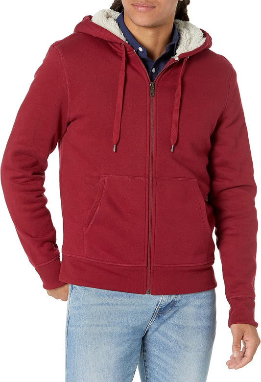 Amazon Essentials Men's Sherpa-Lined Full-Zip Fleece Hoodie Sweatshirt