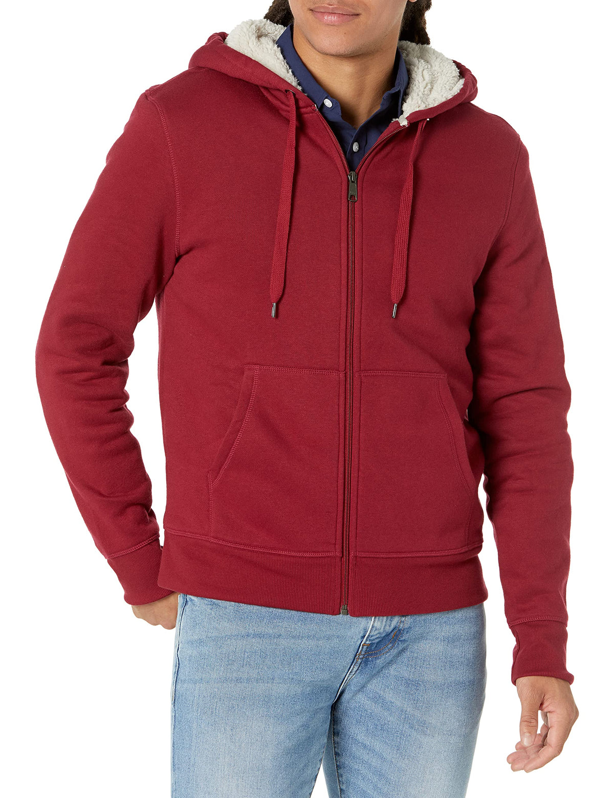 Amazon Essentials Men's Sherpa-Lined Full-Zip Fleece Hoodie Sweatshirt