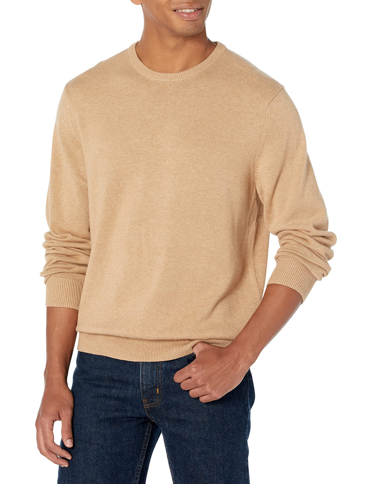 Amazon Essentials Men's Cable Knit Long-Sleeve Crewneck Sweater, 100% Cotton, Big & Tall Options Available