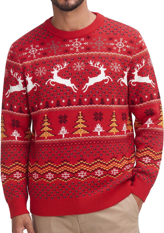 COOFANDY Ugly Christmas Sweater Mens Crewneck Long Sleeve Sweaters Pullover