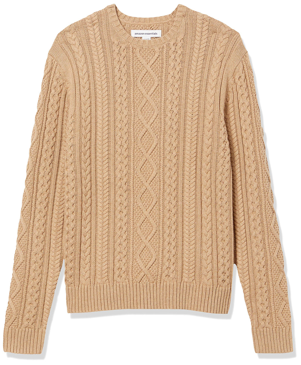 Amazon Essentials Men's Long-Sleeve 100% Cotton Knitted Fisherman Cable Crewneck Sweater