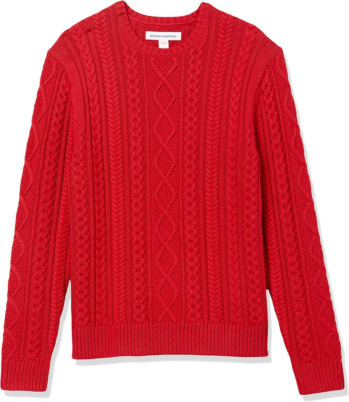 Amazon Essentials Men's Long-Sleeve 100% Cotton Knitted Fisherman Cable Crewneck Sweater