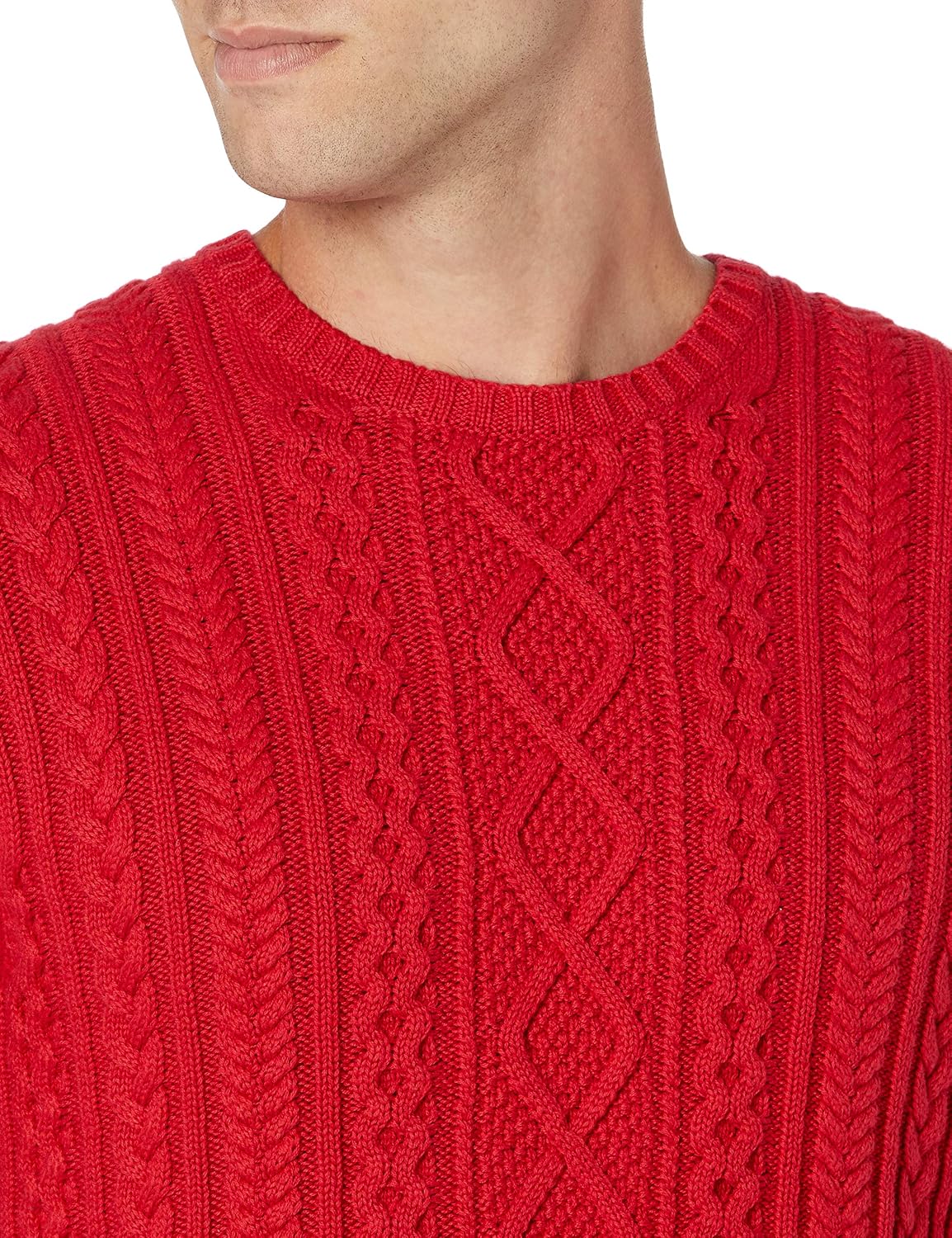 Amazon Essentials Men's Long-Sleeve 100% Cotton Knitted Fisherman Cable Crewneck Sweater