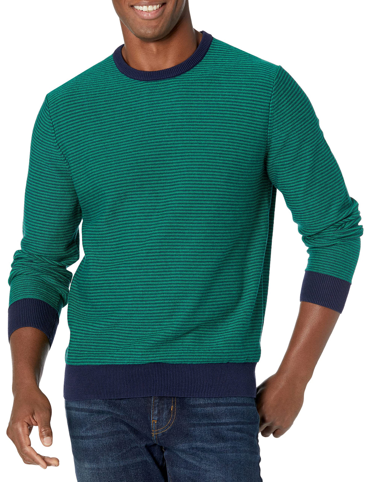 Amazon Essentials Men's Cable Knit Long-Sleeve Crewneck Sweater, 100% Cotton, Big & Tall Options Available