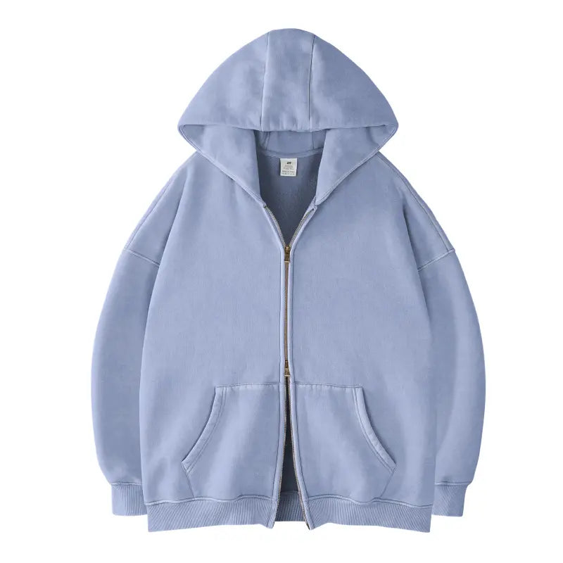 FAIABLE Unisex Oversized Zip-Up Hoodie in Acid Wash Heavyweight Cotton Fleece with Oversized Pockets & Stretch Ribbed Cuffs for Men & Women Casual Sweatshirt