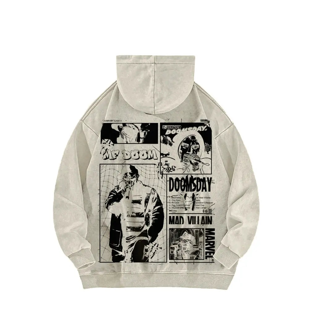 Acid Wash Hoodie, 90s hip-hop street style hoodie,suitable for rappers and retro music lovers, streetwear fashion