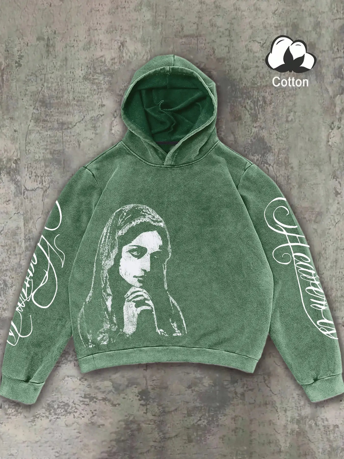 Men's Dark Religious Hoodie, Geometric Pattern, Cotton Washed, Fitted Casual Style, All Seasons, Streetwear, Daily Wear, Faith Sweatshirt