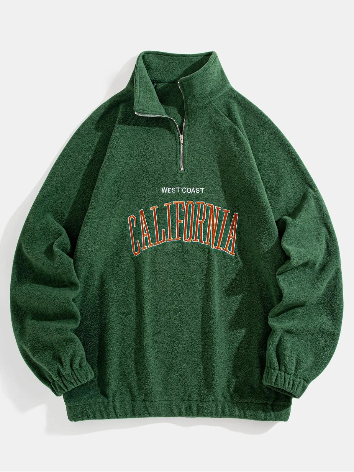 Men's Letter Embroidery Polar Fleece Quarter Zip Sweatshirt, Casual Regular Fit Raglan Sleeve Stand Collar Pullover for Fall & Winter, Fashion Men's Clothes for Daily Wear, Long Sleeve, Casual Style Sweatshirt, Menswear, Tops