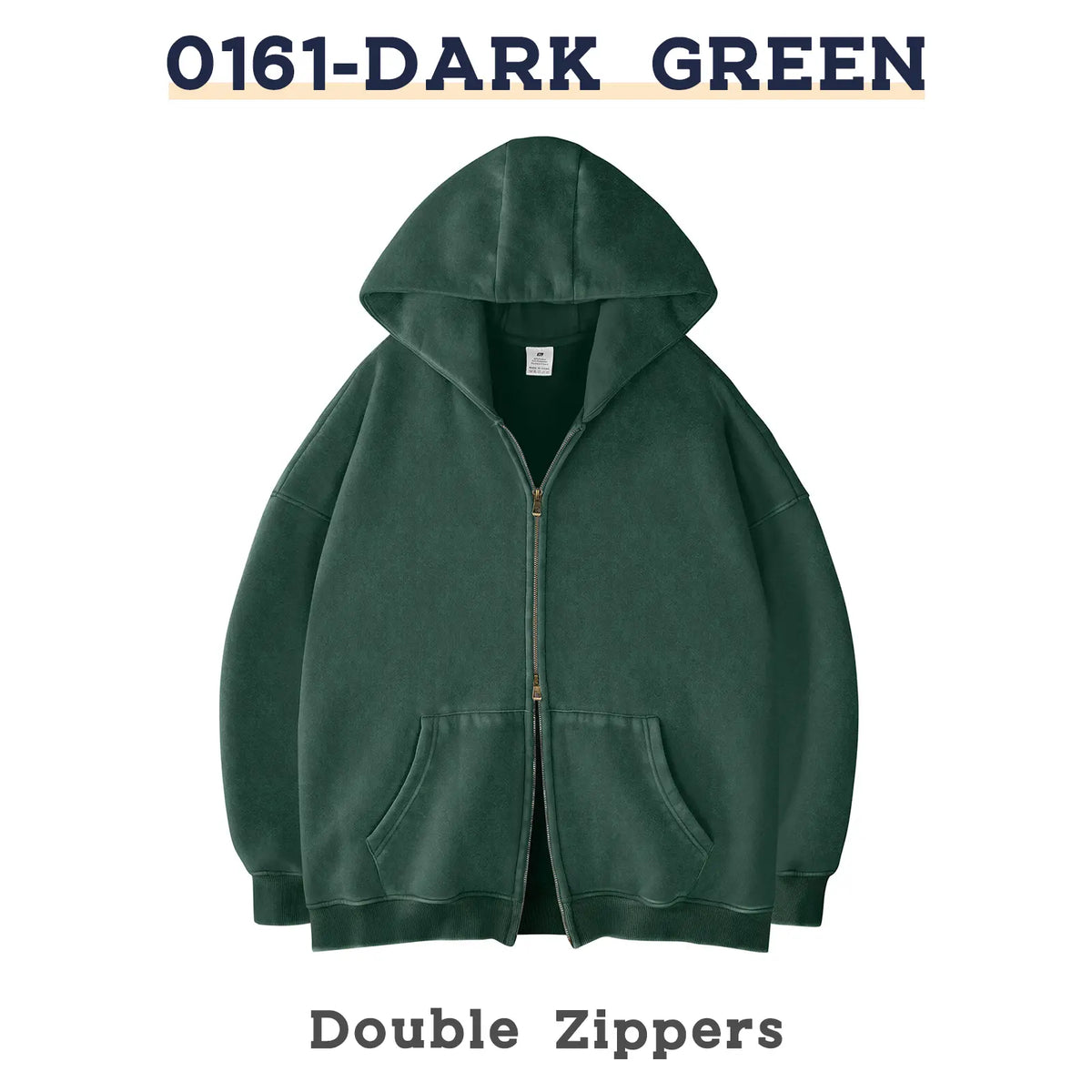 FAIABLE Unisex Oversized Zip-Up Hoodie in Acid Wash Heavyweight Cotton Fleece with Oversized Pockets & Stretch Ribbed Cuffs for Men & Women Casual Sweatshirt