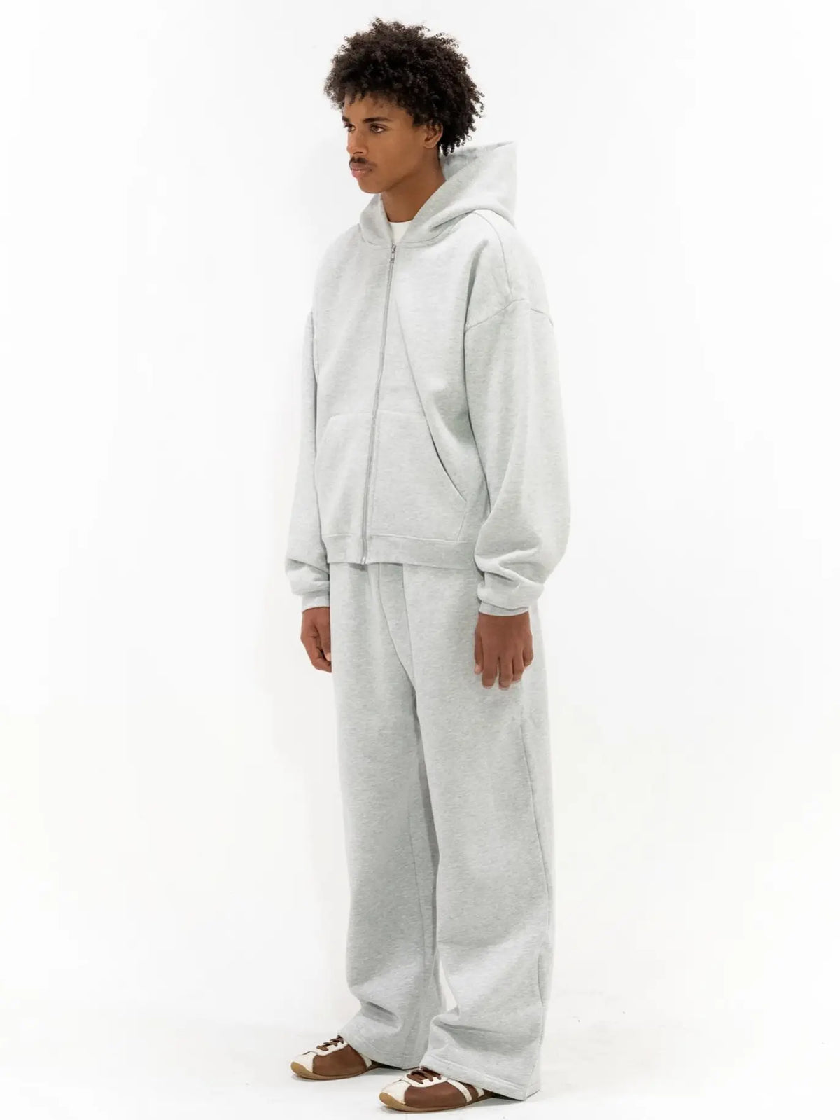 350 GSM 'Heather Grey' Zip-Up Hoodie