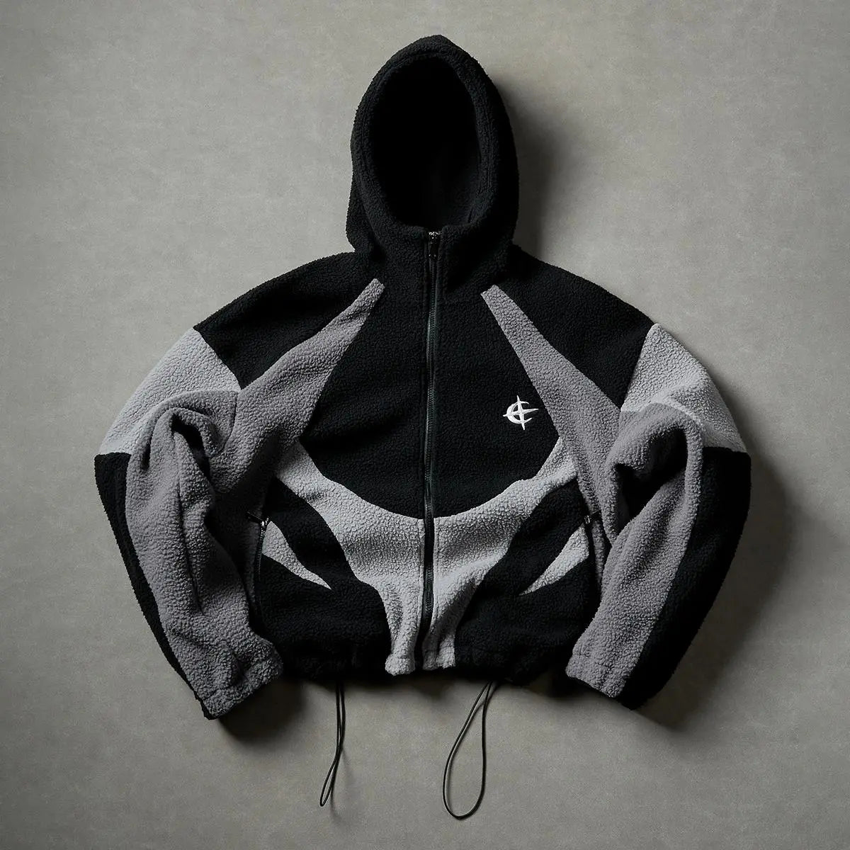 Men's Color Block Patchwork Hooded Long Sleeve Jacket Zip-Up Streetwear Fleece Cotton Jacket with Drawstring Hood Casual Sweatshirts