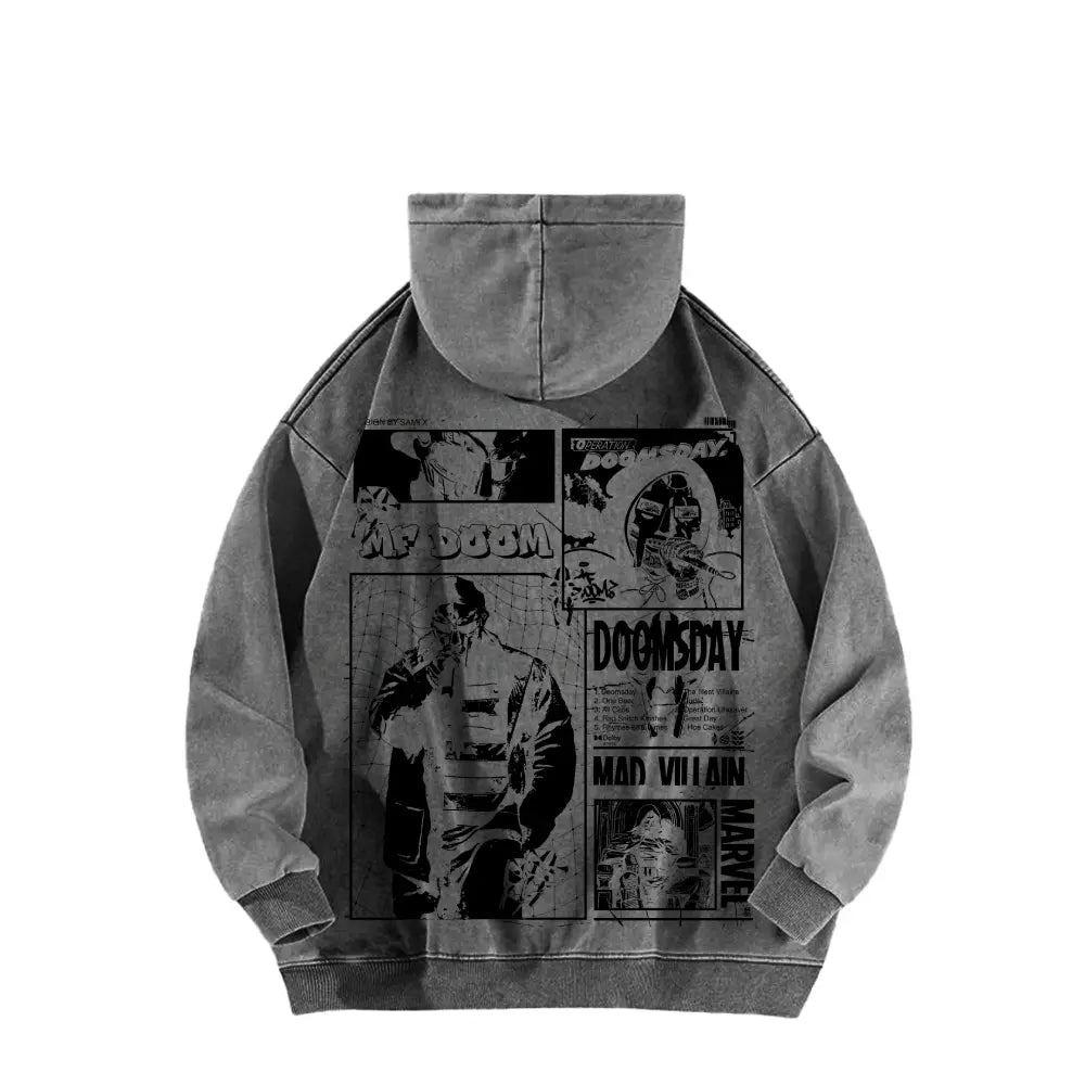 Acid Wash Hoodie, 90s hip-hop street style hoodie,suitable for rappers and retro music lovers, streetwear fashion