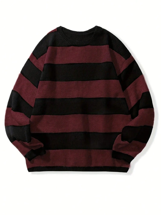 Autumn & Winter New American Boyfriend Style Loose Fit High School Teenager Sweater Pullover, Couple Matching Striped Design for Men & Women