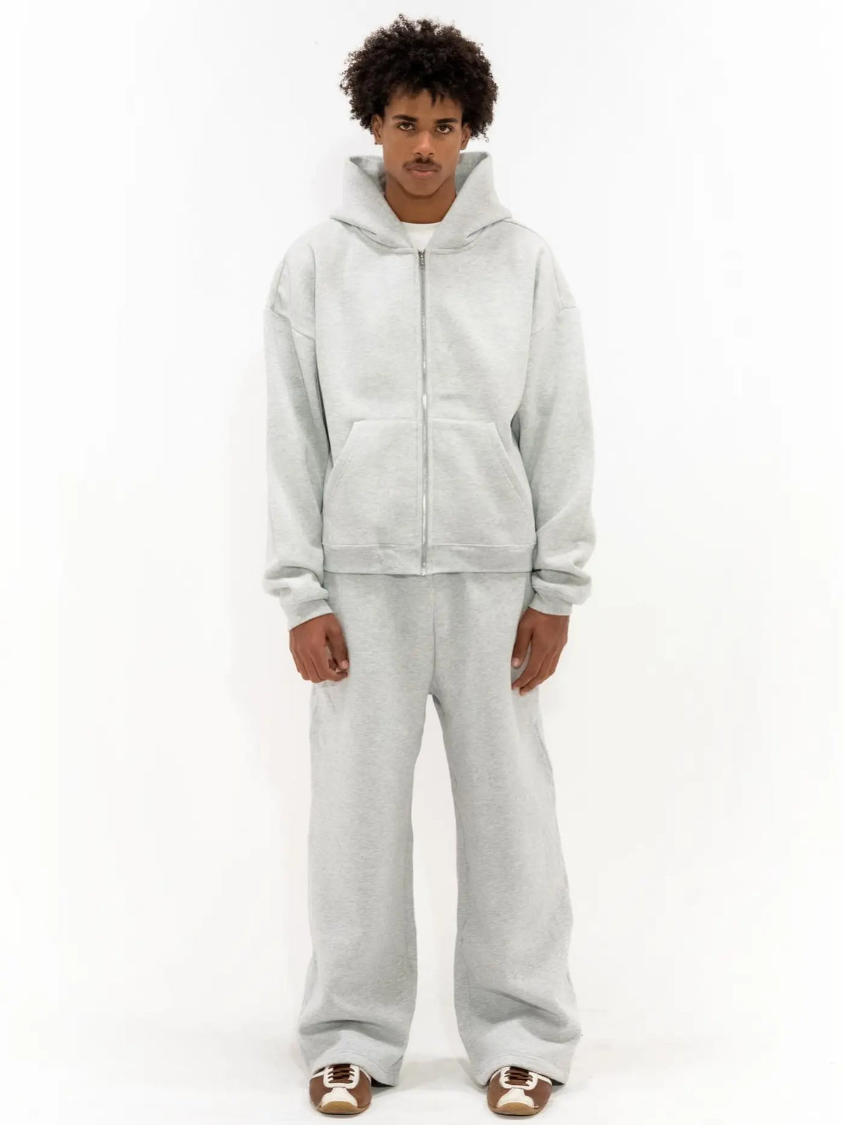 350 GSM 'Heather Grey' Zip-Up Hoodie