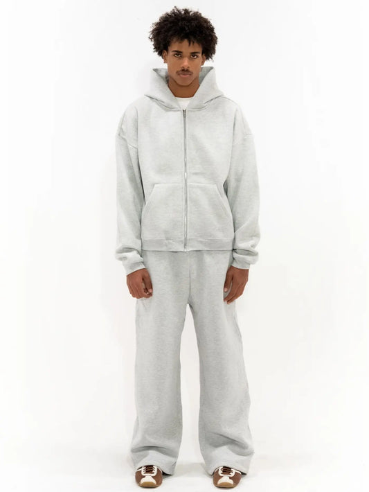 350 GSM 'Heather Grey' Zip-Up Hoodie