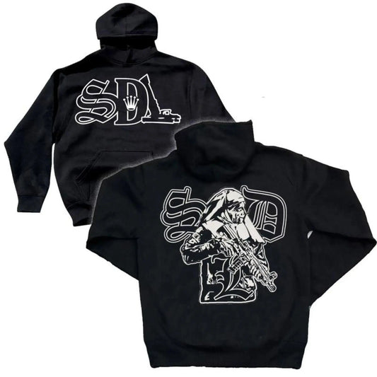 Graphic Hoodie SDLHoodie Trendy Streetwear Full Print Zip Up Hoodie, Retro Pattern Unisex Fashion Outerwear for Men Women, Casual Oversized Urban Style Jacket, Y2K Street Fashion Hoodie