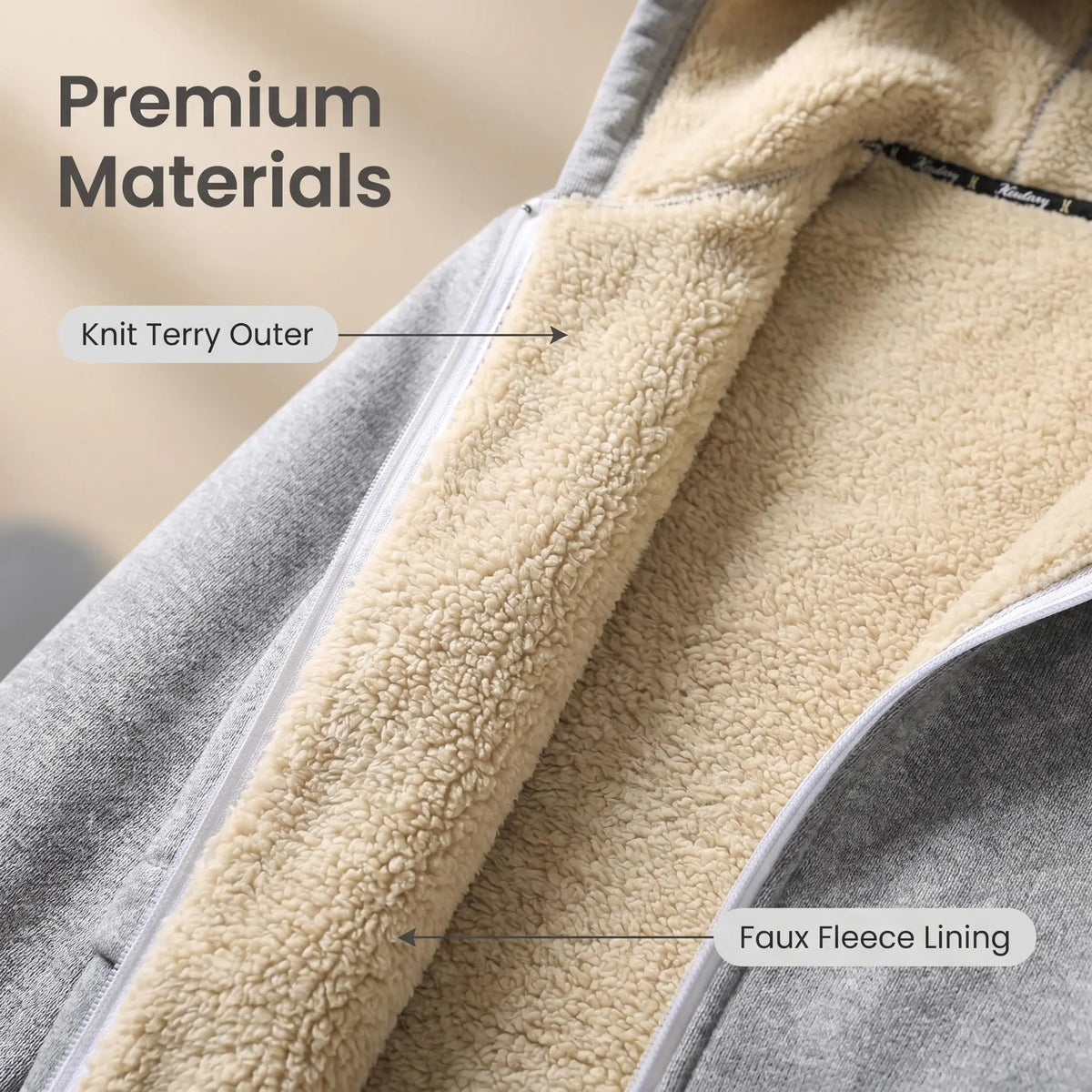 Men's Plain Zip-Up Hoodie - Thick Sherpa Fleece Lined Winter Fleece Jacket with Zippered Pockets for Casual Outdoor Work Use