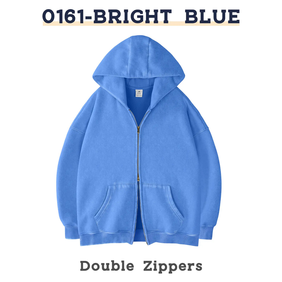 FAIABLE Unisex Oversized Zip-Up Hoodie in Acid Wash Heavyweight Cotton Fleece with Oversized Pockets & Stretch Ribbed Cuffs for Men & Women Casual Sweatshirt