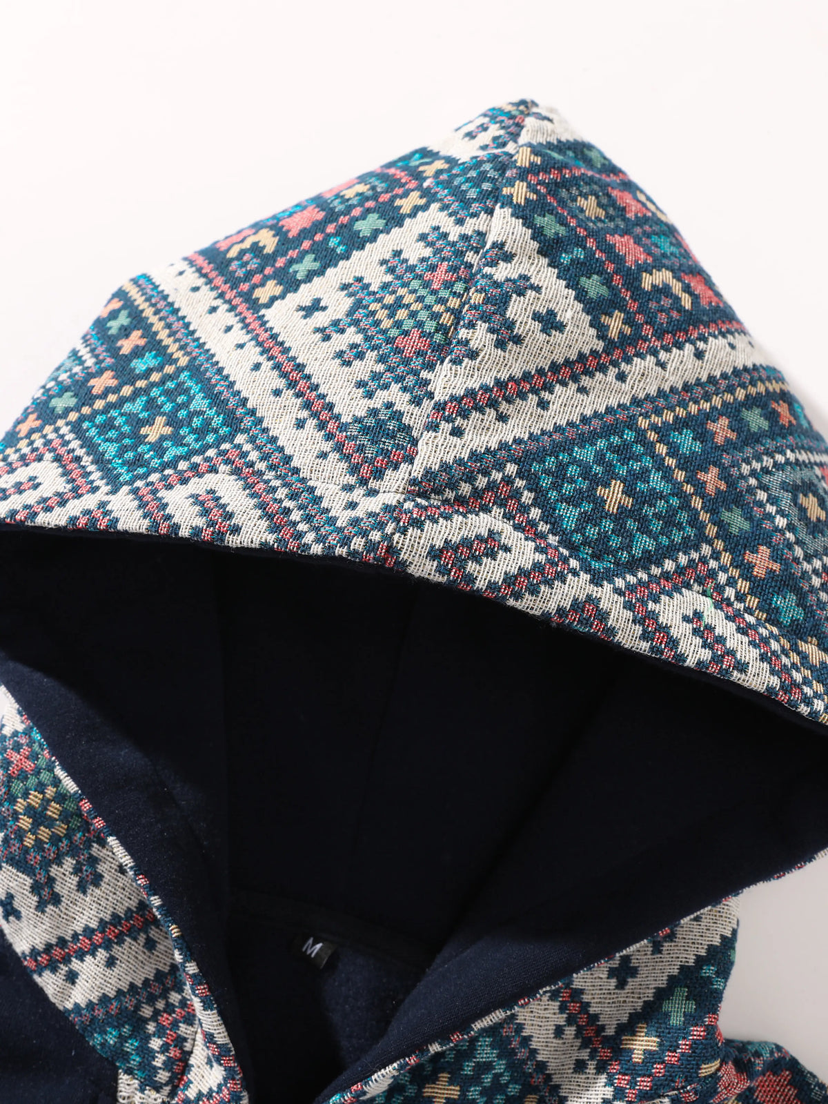 Men's Basic Casual Hooded Sweatshirt - Half-Zip, Retro Ethnic Patchwork, Ribbed Hem & Cuffs, Long Sleeve, Standard Classic Polyester Top, Mens Clothes