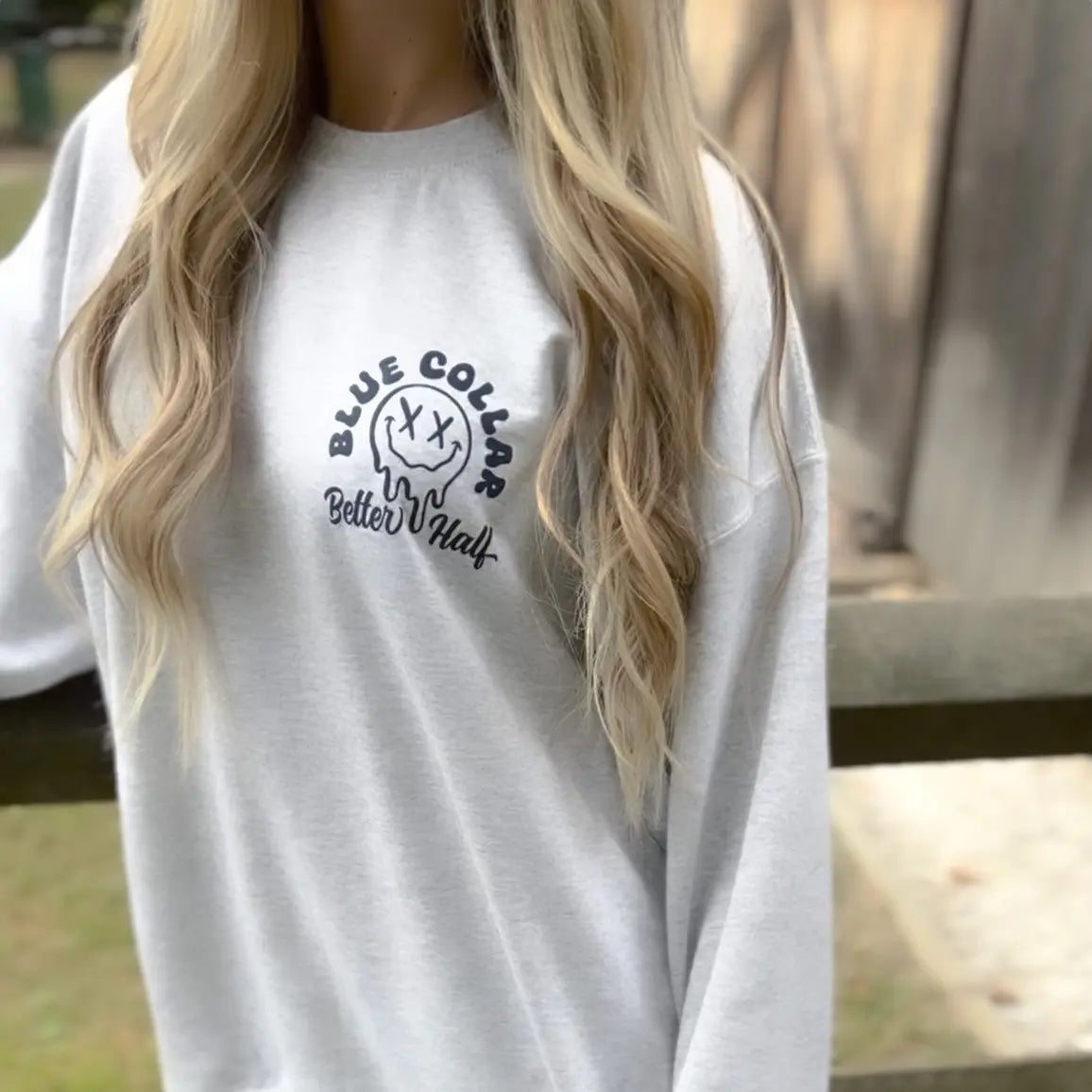 Spoiled By My Blue Collar Man Sweatshirt - Classic Unisex Crewneck Baggy Fit Comfort Soft Menswear Day Comfortable Quality Long Pullover Sweaters Cotton Casual