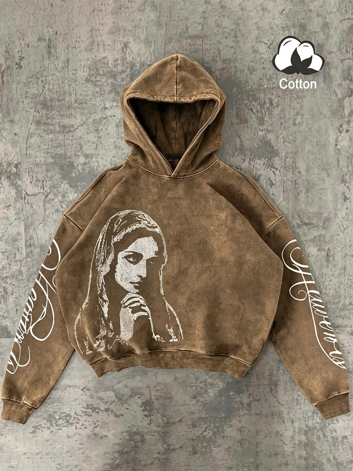 Men's Dark Religious Hoodie, Geometric Pattern, Cotton Washed, Fitted Casual Style, All Seasons, Streetwear, Daily Wear, Faith Sweatshirt