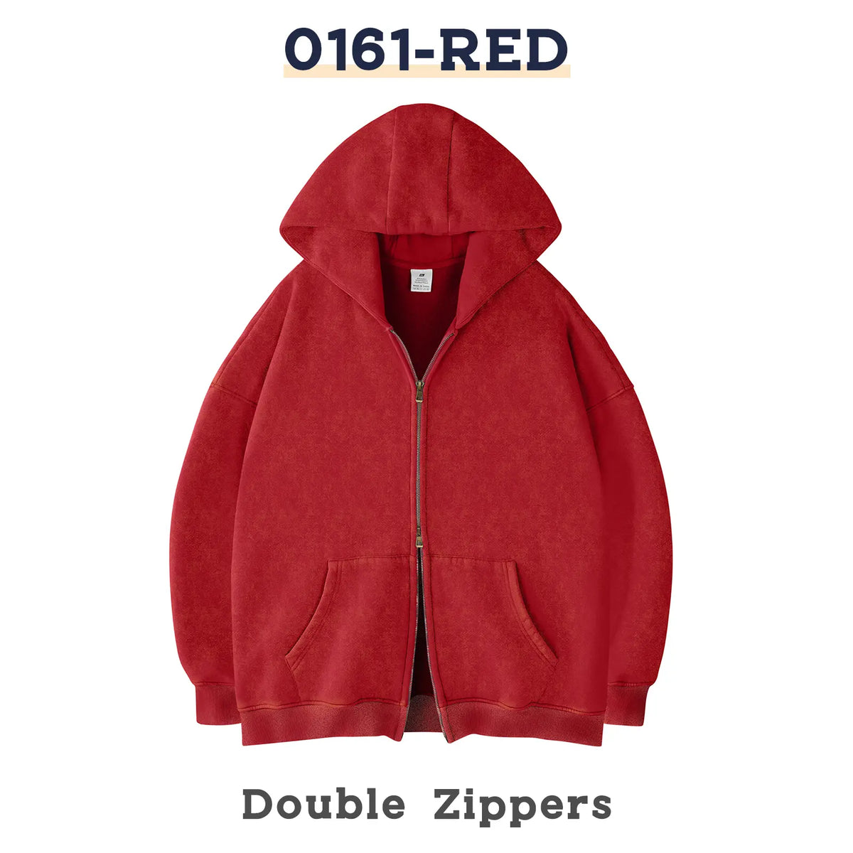 FAIABLE Unisex Oversized Zip-Up Hoodie in Acid Wash Heavyweight Cotton Fleece with Oversized Pockets & Stretch Ribbed Cuffs for Men & Women Casual Sweatshirt
